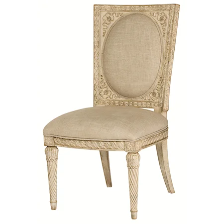 Cane Back Accent Chair with Upholstery